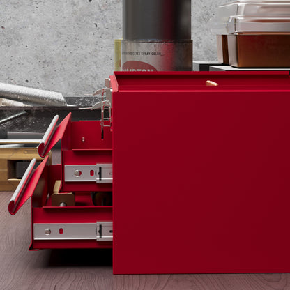 Gereedschapskist – Toolbox – Opbergkist – Werkplaatskist – Handkoffer – Rood – Compact 46x24x22 cm – Stevige Stalen Sluitingen