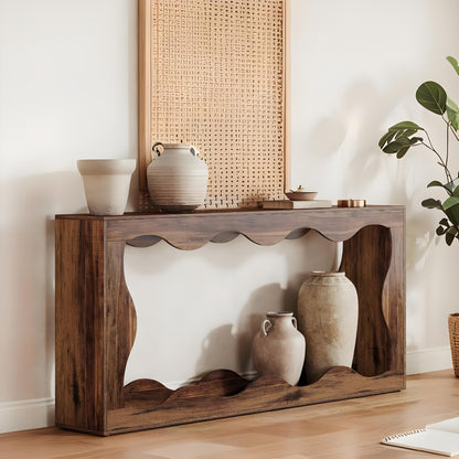 Smalle Sidetable – Smal Sideboard – Smalle Console Tafel – Smalle Bijzettafel – Smalle Haltafel – Landelijke Woonkamer Tafel – 160 cm Breed – Robuust Houten Blad