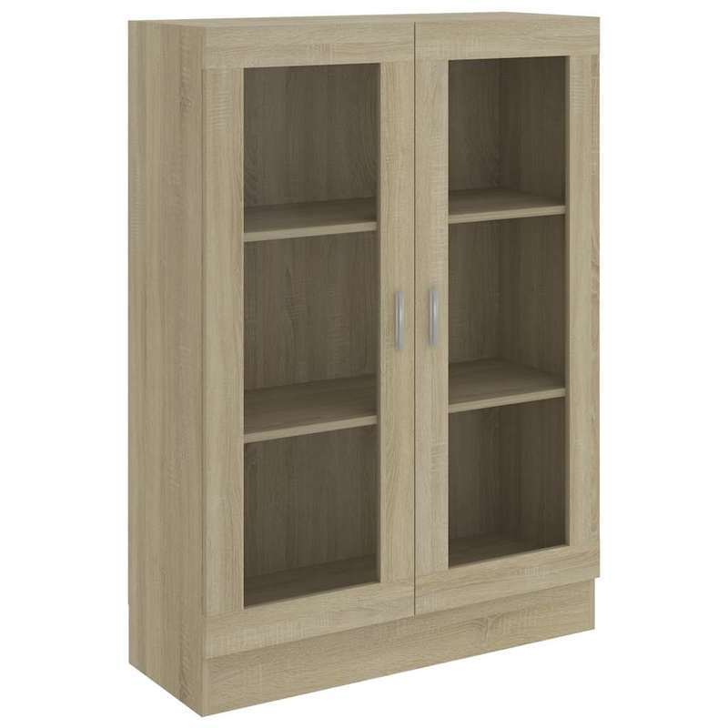 Vitrinekast – Opbergkast – Glazen Kast – Displaykast – Showkast – 82,5x30,5x115 cm – Massief Hout en Metaal – Stijlvol Europees Design