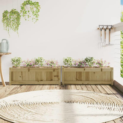 Bloemenrek – Plantenrek – Bloemenhouder – Plantenhouder – Houtrek Marrone – Geïmpregneerd Dennenhout – Weerbestendig – Set van 2 Stuks