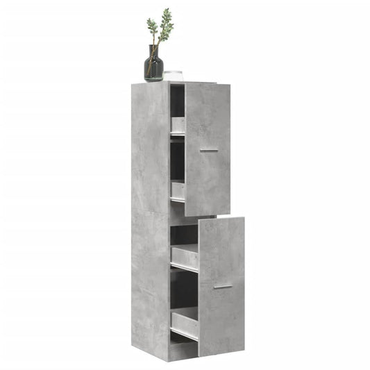 Opbergkast – Ladenkast – Georganiseerd Meubel – Opbergmeubel – Kast Cementgrijs – 4 Lades – Gefabriceerd Hout – Compact 30x41x144 cm