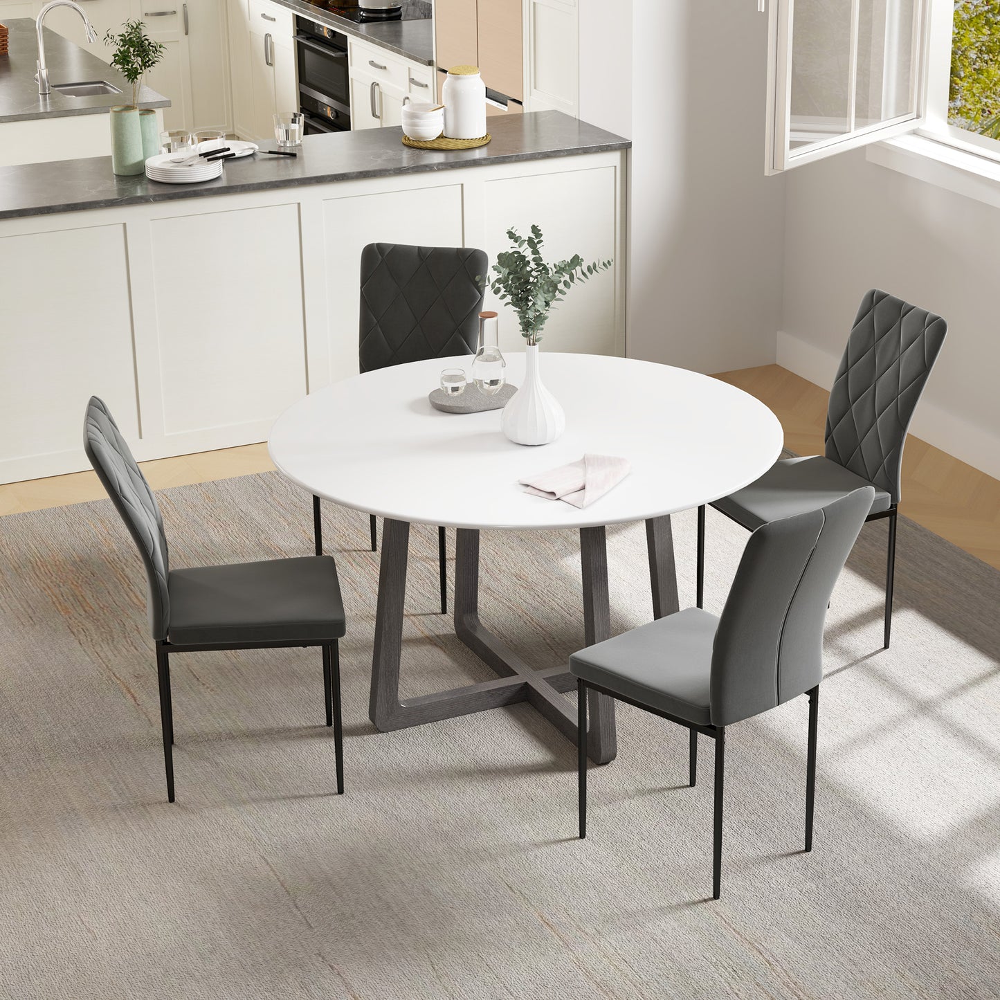 Eetkamerstoel – Stoel – Kuipstoel – Draaistoel – Set van 4 – Velvet Bekleding – Metalen Onderstel – Ergonomische Rugleuning – Zithoogte 47 cm