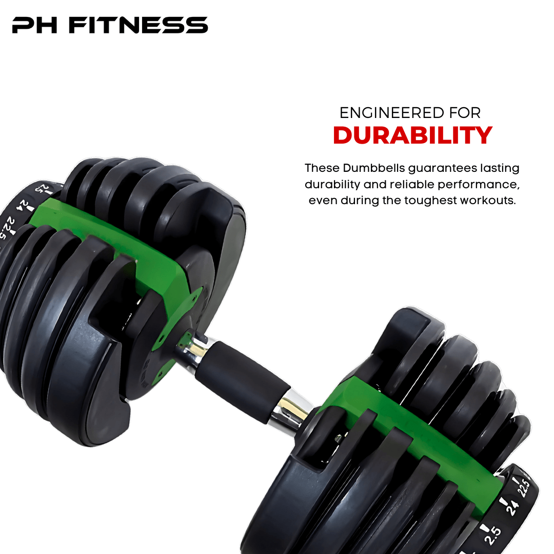 Verstelbare Dumbbell – Halter – Gewicht – Kettlebell – Home Gym Gewicht – 15 Gewichtsmogelijkheden – Compact & Duurzaam – Groen