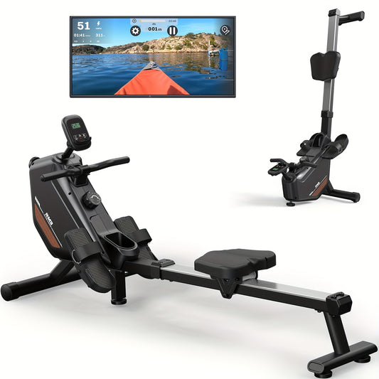 Roeitrainer – Roeimachine – Fitnessapparaat – Thuisfitness – Inklapbaar – 16 Weerstandsniveaus – Draadloze Verbinding - Zwart - QUORE
