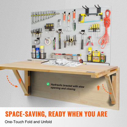 Wandtafel – Klaptafel – Opklapbare Werktafel – Muurtafel – Zwevende Tafel – 80x60 cm – 100% Grenenhout – Draagvermogen 45 kg