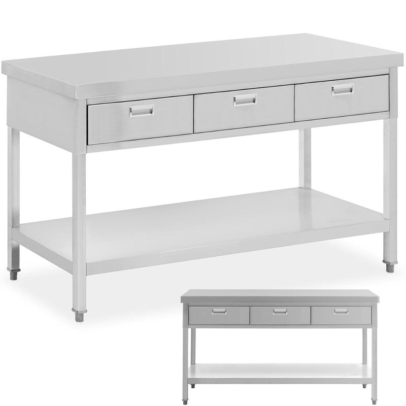 RVS Werktafel – Roestvrijstalen Tafel – Keukenwerkbank – Professionele Werkbank – Werkblad Met Lades – 150 x 60 cm – Draagkracht 295 kg