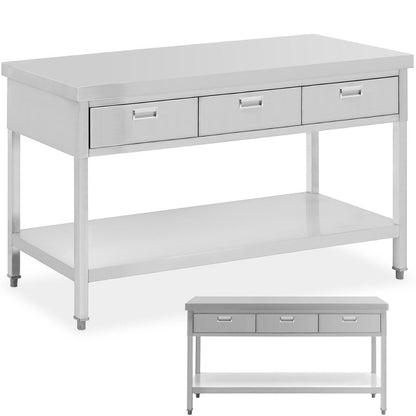RVS Werktafel – Roestvrijstalen Tafel – Keukenwerkbank – Professionele Werkbank – Werkblad Met Lades – 150 x 60 cm – Draagkracht 295 kg