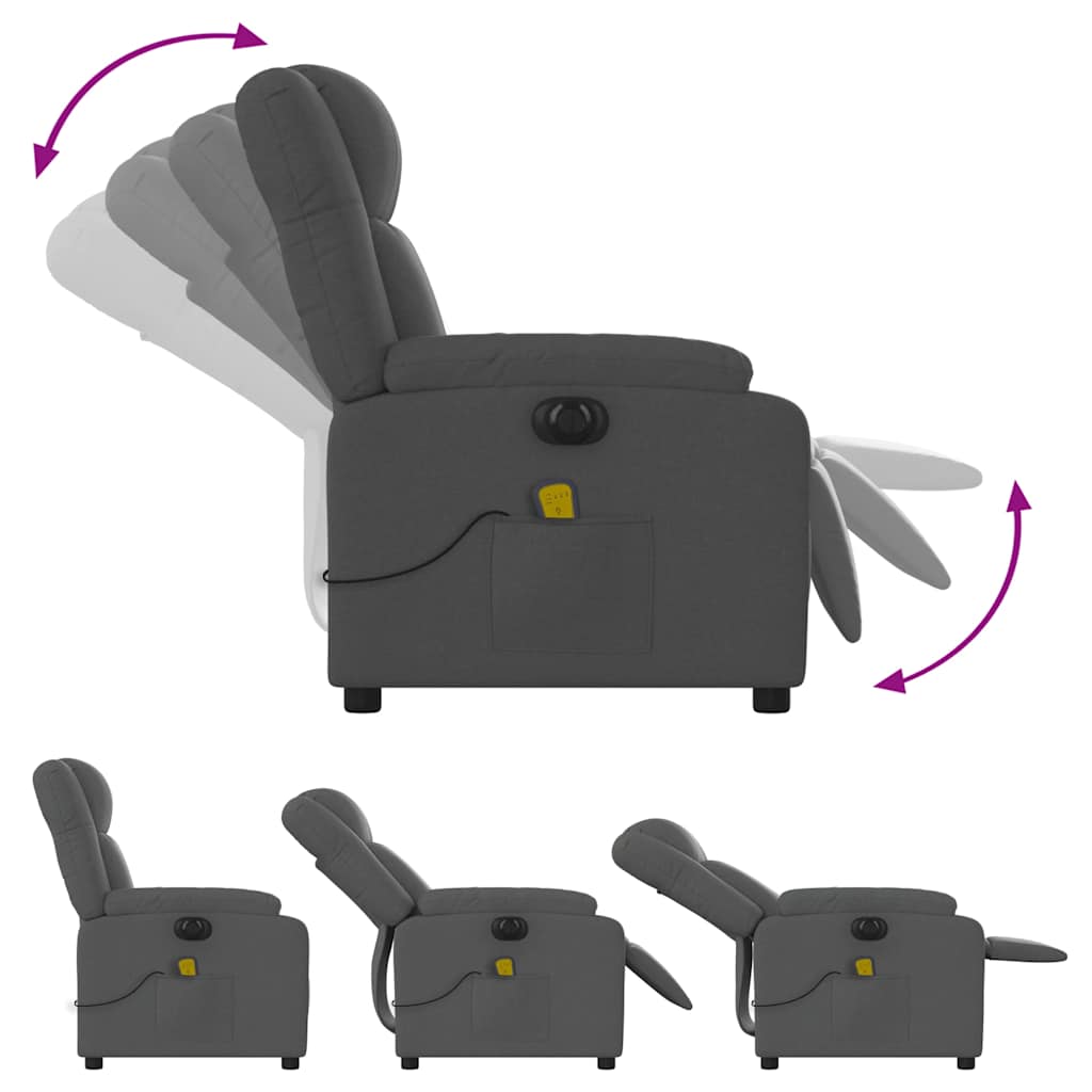 Elektrische Relaxfauteuil – Relaxstoel – Loungefauteuil – Elektrische Stoel – Massagefauteuil – Donkergrijs – 6 Massagepunten – Elektrische Verstelling 135°