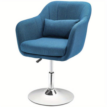 Draaifauteuil – Fauteuil – Lounge Stoel – Relaxstoel – Draaistoel – Lichtblauw – Stof met Linnenstructuur – Met Metalen Frame – Handmatig Draaibaar Zonder Elektriciteit