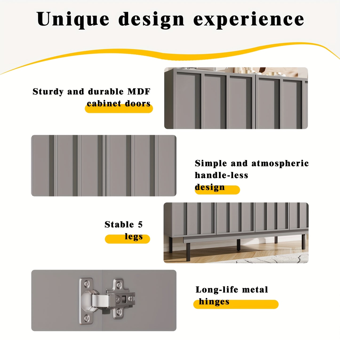 Dressoir – Opbergkast – Ladekast – Kast – TV-meubel – Grijs – Vrijstaand – 140x38,5x82,5 cm – Onderhoudsvriendelijk Materiaal