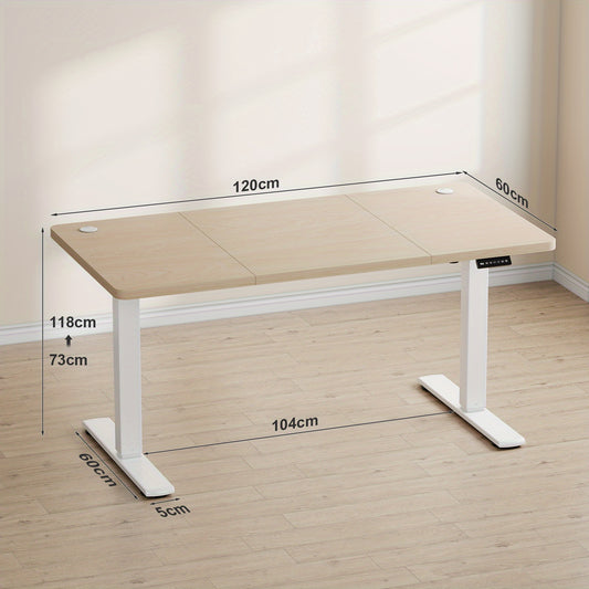 120x60cm Ergonomic Height Adjustable Standing Desk, Home Office Table with Splice Board, Upgraded Stable Steel Frame for Sit-Stand Workstation