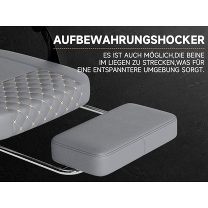 Gamingstoel – Gaming Chair – Bureaustoel – Gamestoel – Werkstoel – Ergonomisch Echt Leer – Massagefunctie – Uittrekbare Voetensteun – Grijs – Draagt 150 kg