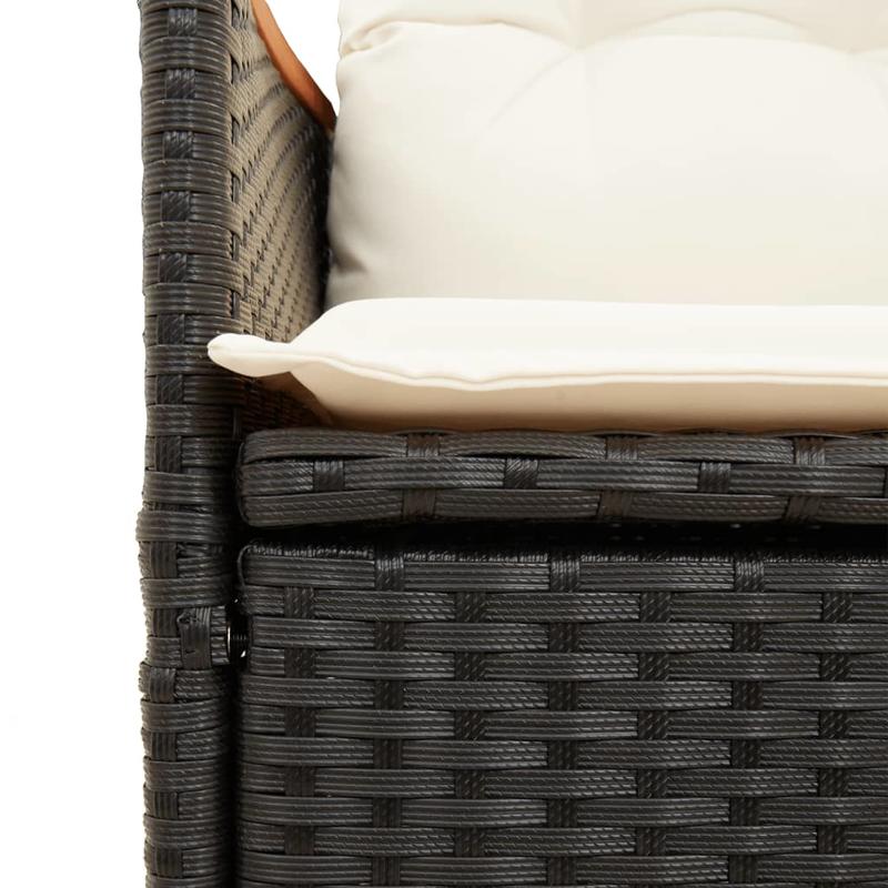 3pcs. Bistro set with pillow black poly rattan