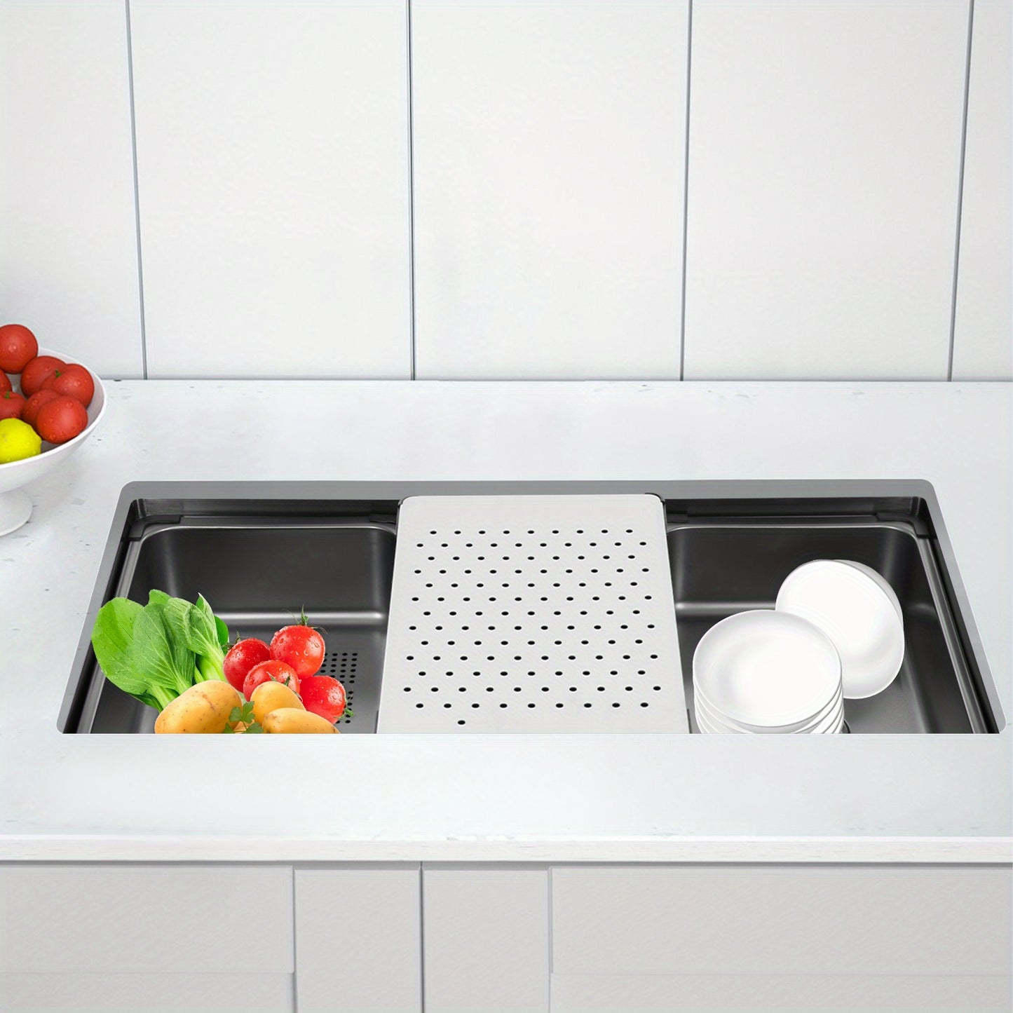 Keukenspoelbak – Spoelbak – Gootsteen – Wasbak – Spoelbakken – Zwart RVS – 76x45 cm – 304 Roestvrij Staal – Grote Inhoud & Inclusief Afdruipmand