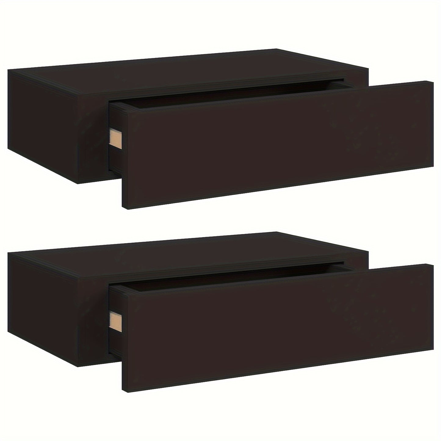 Wandplanken – Zwevende Plank – Muurplank – Opbergplank – Ladeplank – Zwart – Set van 2 – MDF – 40x23,5x10 cm – Met Lade – Ruimtebesparend