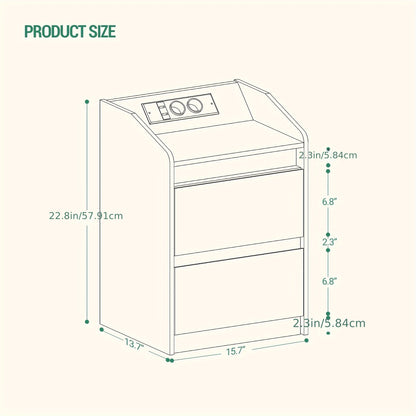 Nachtkastjes Set van 2 – Bedkastje – Bijzettafel – Opbergkastje – Nachtkast – 2 Lades – MDF Mat Zwart – Compact 40x35x58 cm
