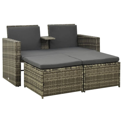Loungeset – Tuinset – Zitgroep – Loungesofa – Balkonset – PE-Rattan – Waterafstotende Kussens – Poedergecoat Stalen Frame – Modern Grijs