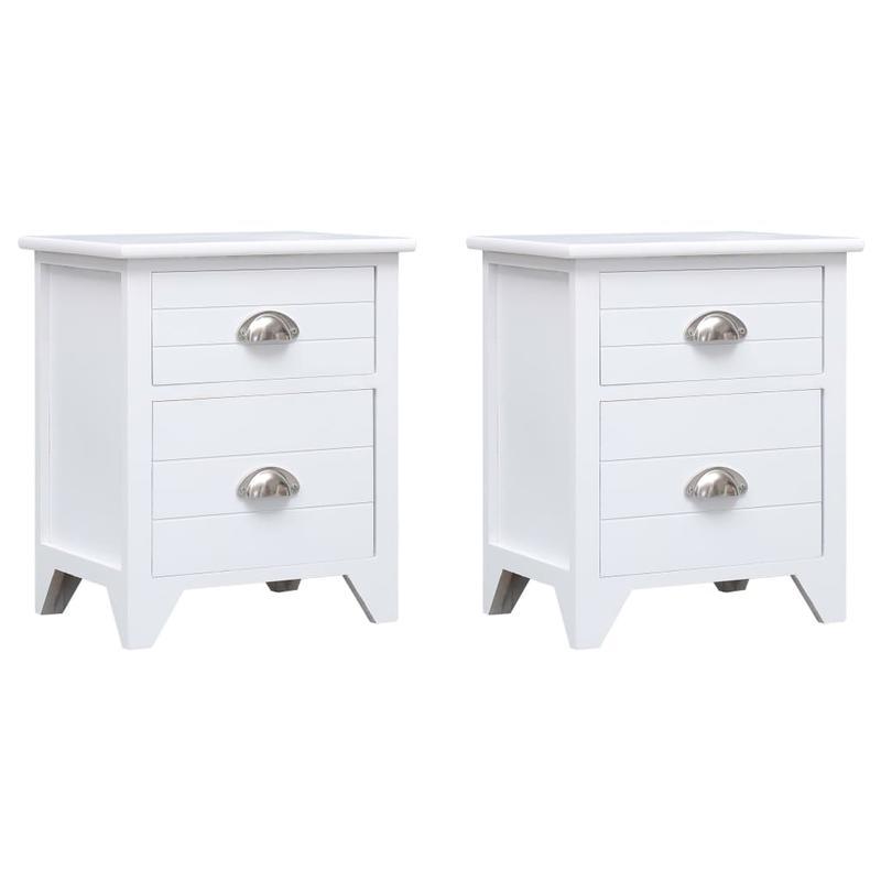 Set of 2 bedside tables with 2 white drawers