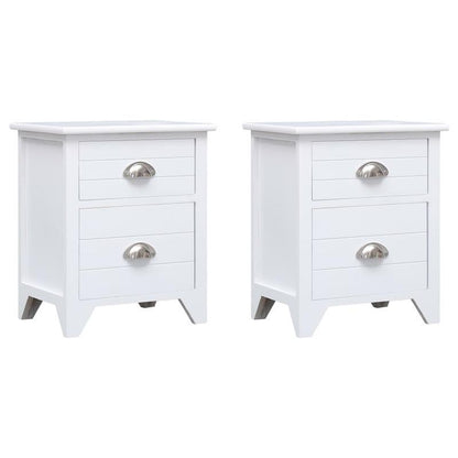 Set of 2 bedside tables with 2 white drawers