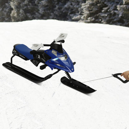 Slee – Sneeuwslee – Skibob – Bobslee – Kinderslee – Stevig IJzeren Frame – Verstelbare Zitting met Remmen – 124 cm – Blauw
