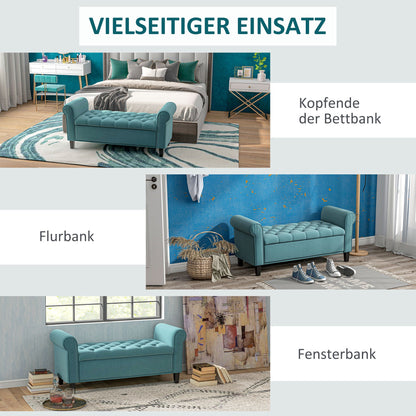 Bankje – Zitbank – Opbergbank – Halbank – Vintage Design – Fluweelachtige Afwerking – Groene Kleur – Ruime Opbergruimte