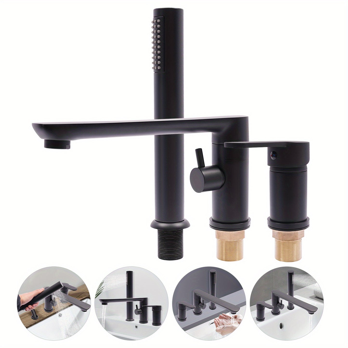 Badkraan – Badmengkraan – Douchekraan – Baduitloop – Handdouche – Messing – Wandmontage – Watervaluitloop – 2 Wateruitlaten