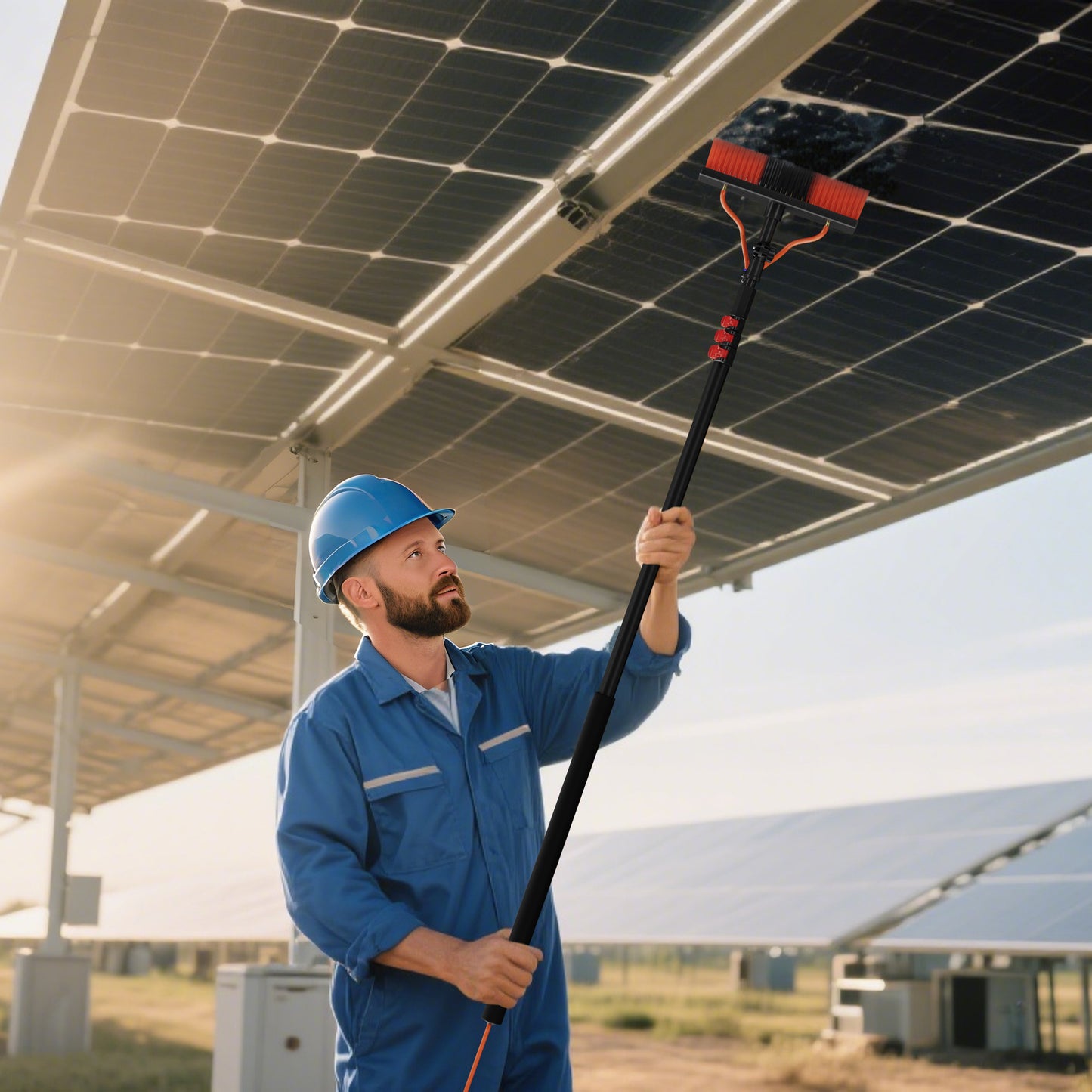 Telescopische Wasborstel – Telescoopborstel – Uitschuifbare Borstel – Ramenwasser – Zonnepanelen Reiniger – 6,3 Meter Lengte – Aluminium Steel Met Waterdoorvoer
