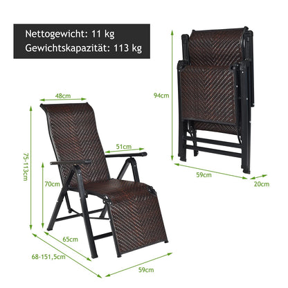Ligbed – Ligstoel – Zonnebed – Tuinstoel – Lounger – Set Van 2 – Verstelbare Rugleuning – Weerbestendig PE Rattan