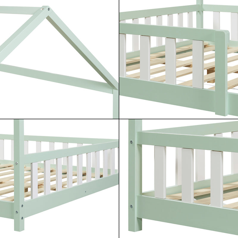Kinderbed – Kinderbedden – Eenpersoonsbed – Hoogslaper – Stapelbed – Huisstijl Design – Valbeveiliging – 120 x 200 cm – Houten Frame