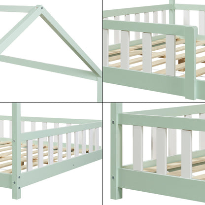 Kinderbed – Kinderbedden – Eenpersoonsbed – Hoogslaper – Stapelbed – Huisstijl Design – Valbeveiliging – 120 x 200 cm – Houten Frame