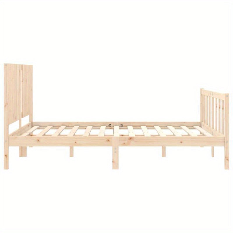 Contemporary Wooden Bed Frame 160x200cm - Solid Pine, Removable & Durable, Easy Assembly, Minimalist Design with Headboard & Footboard, Perfect for Modern Bedroom Decor, Bedroom Furniture, Sleek Headboard, Sturdy Construction