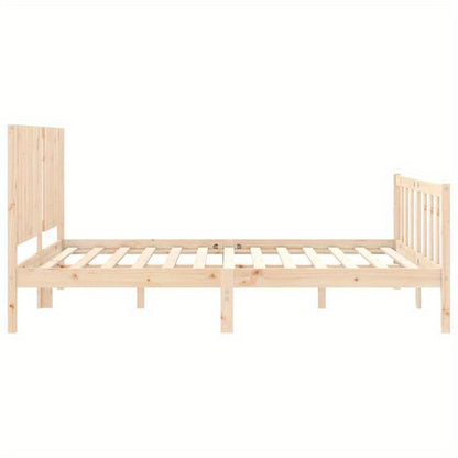 Contemporary Wooden Bed Frame 160x200cm - Solid Pine, Removable & Durable, Easy Assembly, Minimalist Design with Headboard & Footboard, Perfect for Modern Bedroom Decor, Bedroom Furniture, Sleek Headboard, Sturdy Construction
