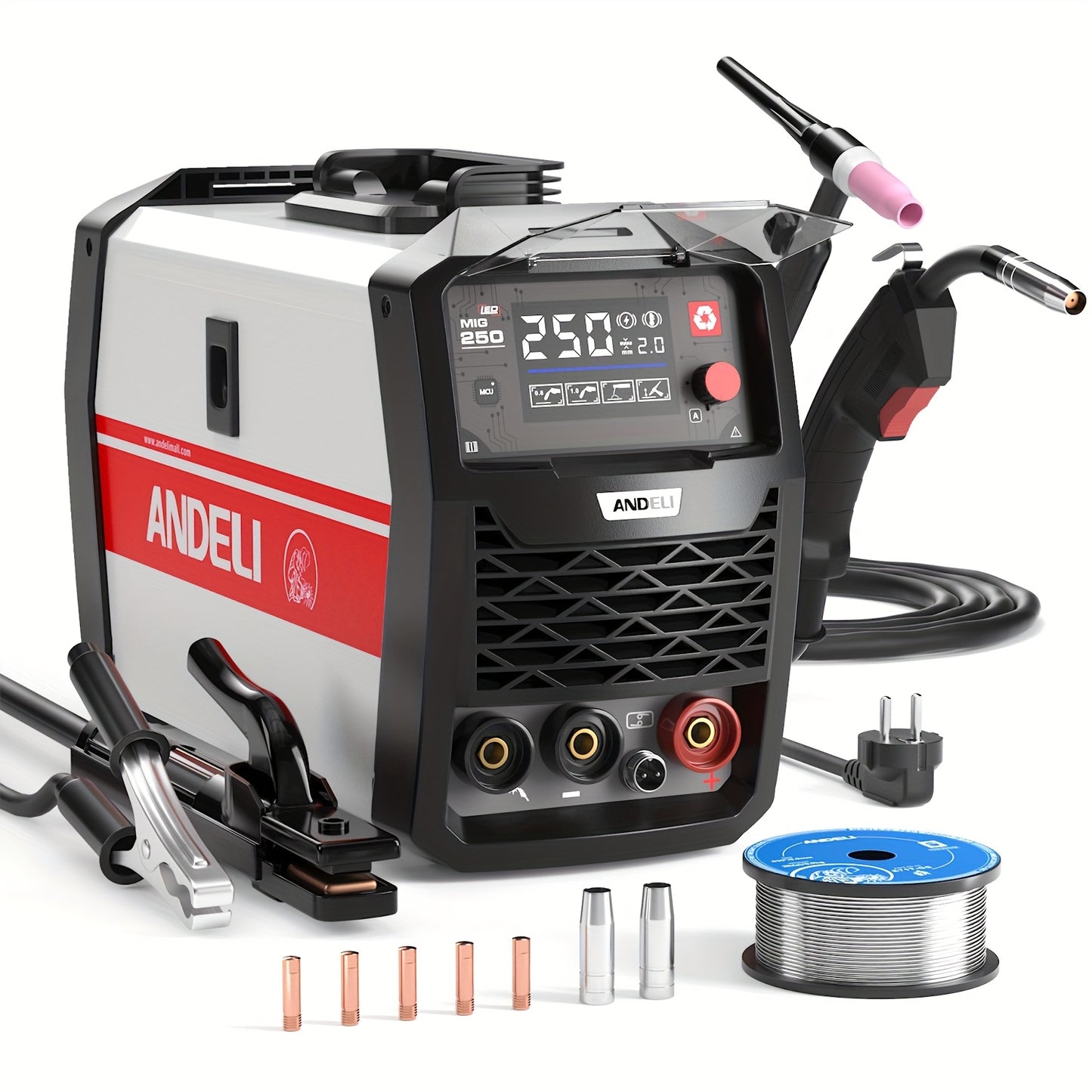 MIG-250 Lasmachine – Mig Lasser – Lasapparaat – Lasinverter – Metaallasser – 220V Netstroom – Europese Stekker – Compact & Draagbaar
