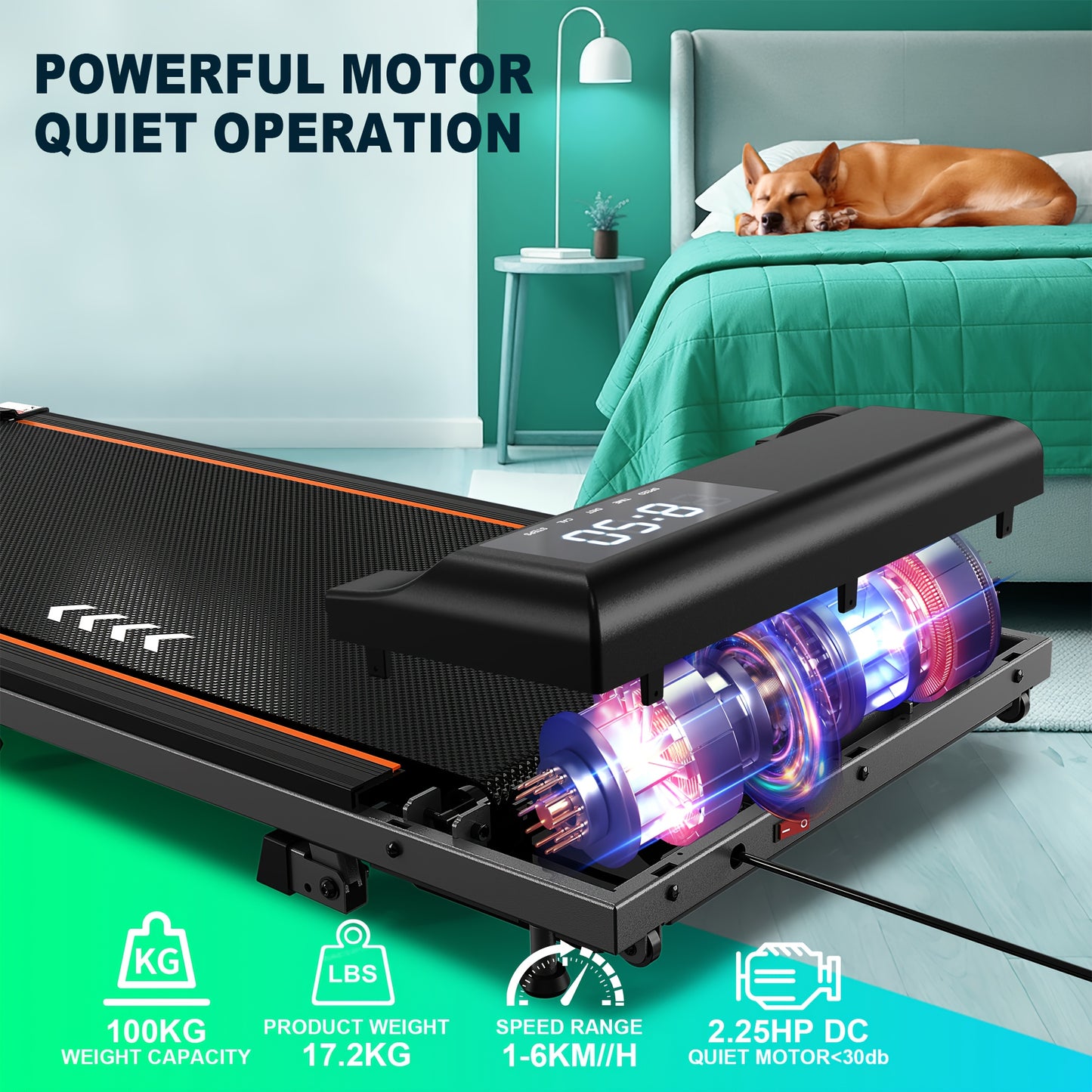 Walking Pad Treadmill – Foldable Treadmill – Treadmill Portatif – Indoor Walking Machine – Compact Home Treadmill – 2,25 HP Motor – 7% Incline & 7-Layer Running Surface