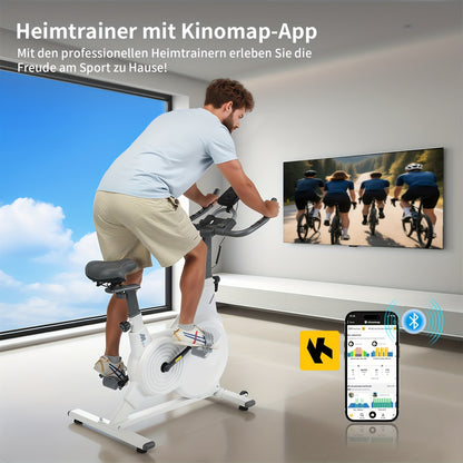 Indoor Hometrainer – Fitnessfiets – Fitness Bike – Exercise Bicycle – Indoor Cycling – Schokabsorberend Ontwerp – Hartslagmeter & Multifunctioneel Display