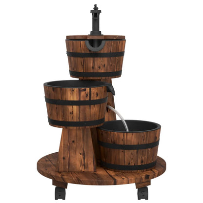 Waterfontein – Tuinfontein – Buitenfontein – Tuindecoratie – Vijverornament – Massief Vurenhout – Inclusief Waterpomp en Wielen – 55x55x80 cm