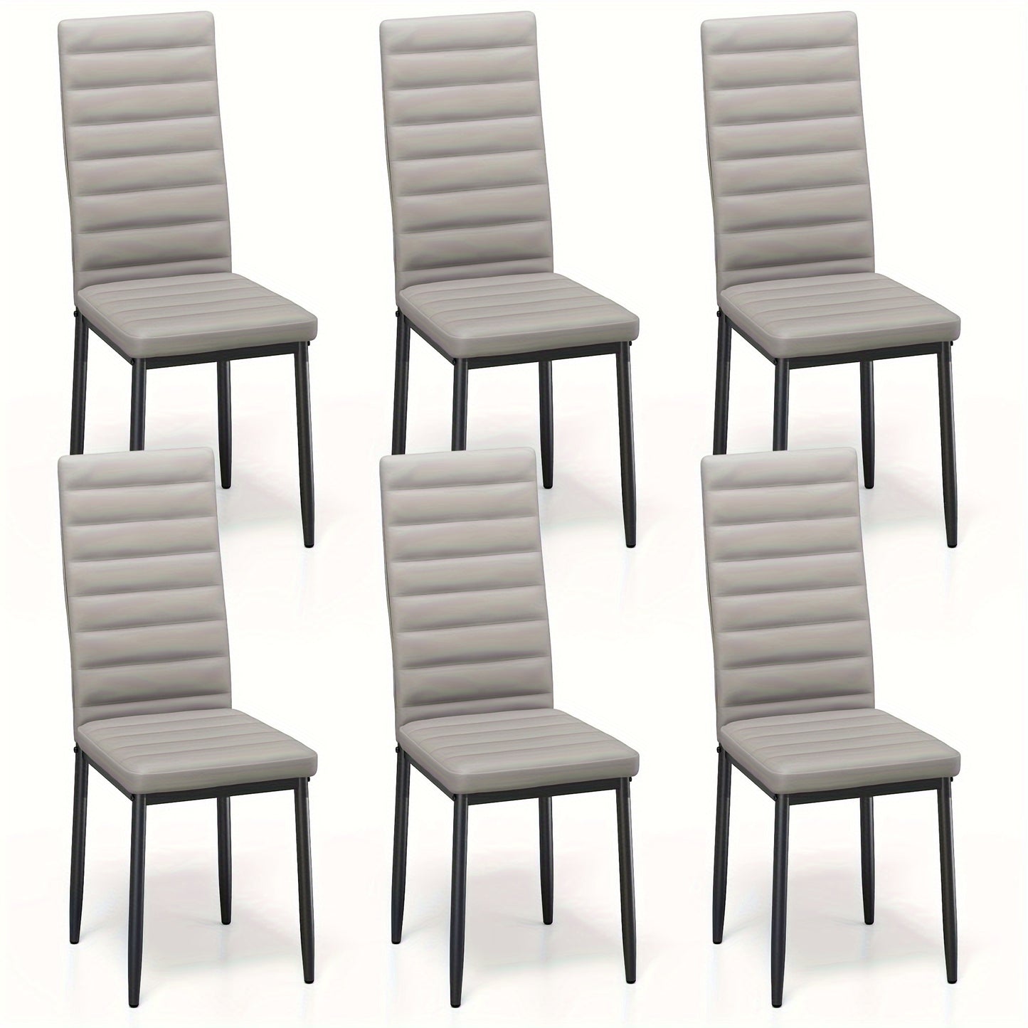 Eetkamerstoelen Set 6 – Stoelen – Dining Stoelen – Keukenstoelen – Kunstleren Stoelen – Lichtgrijs – Ergonomisch Design – Hardhouten Frame