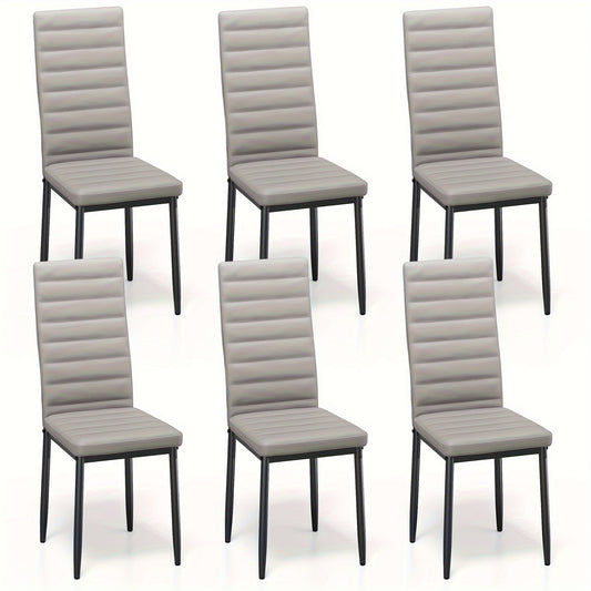 Eetkamerstoelen Set 6 – Stoelen – Dining Stoelen – Keukenstoelen – Kunstleren Stoelen – Lichtgrijs – Ergonomisch Design – Hardhouten Frame