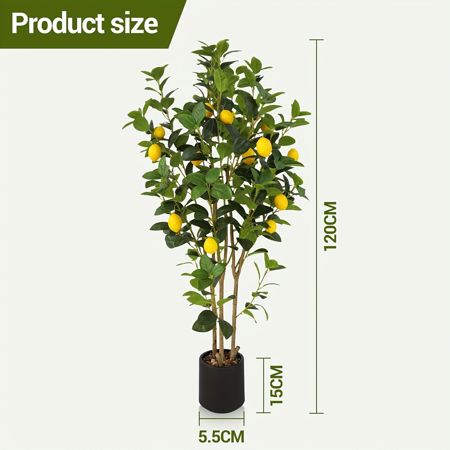 Kunstlemonboom – Nep Citroenboom – Kunstcitroenboom – Kunstplant – Kunstbomen – Set van 2 – 122 cm Hoog – Inclusief Witte Potten
