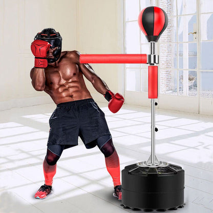 Bokszak – Staande Bokszak – Kickboks Zak – Bokspaal – Opblaasbare Boksbal – Verstelbare Hoogte 190 cm – Draaibare Speedball