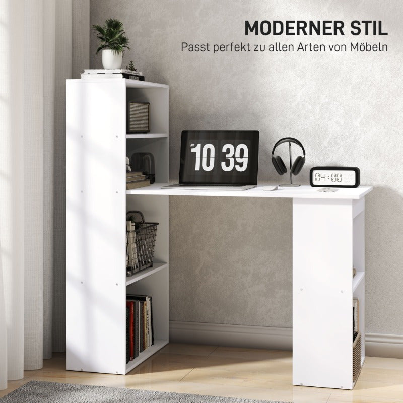 Bureau – Computertafel – Schrijftafel – Laptoptafel – Kantoorbureau – Wit – Compact 120x55 cm – Stevig Metaal & Hout