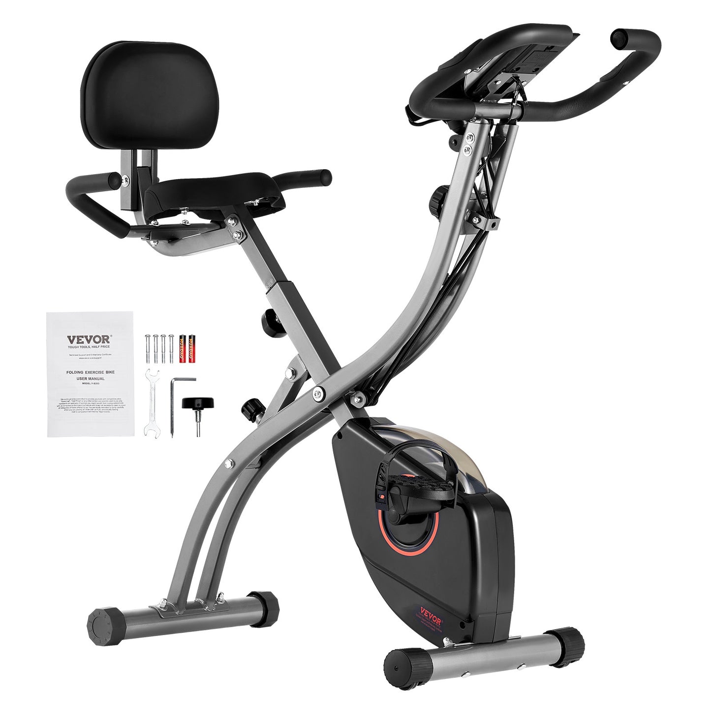 3-in-1 Hometrainer – Opvouwbare Fiets – Fitnessfiets – Binnenfiets – Spinningfiets – Oranje Zwart – Instelbare Magnetische Weerstand – Stabiel Stalen Frame