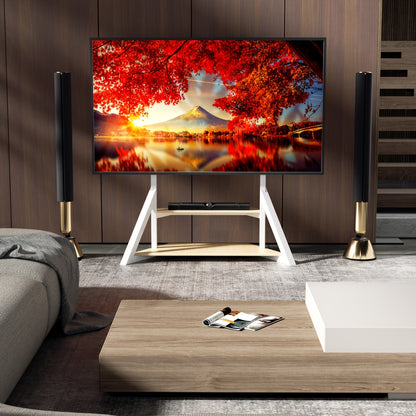 Heavy Duty Floor TV Stand, Universal TV Stand for 65-100 inch TVs up to 99.79 KG, Height Adjustable Standing TV Mount, Tall TV Mount with Storage Shelves, Max VESA 800x600mm for Meeting Room, Living Room