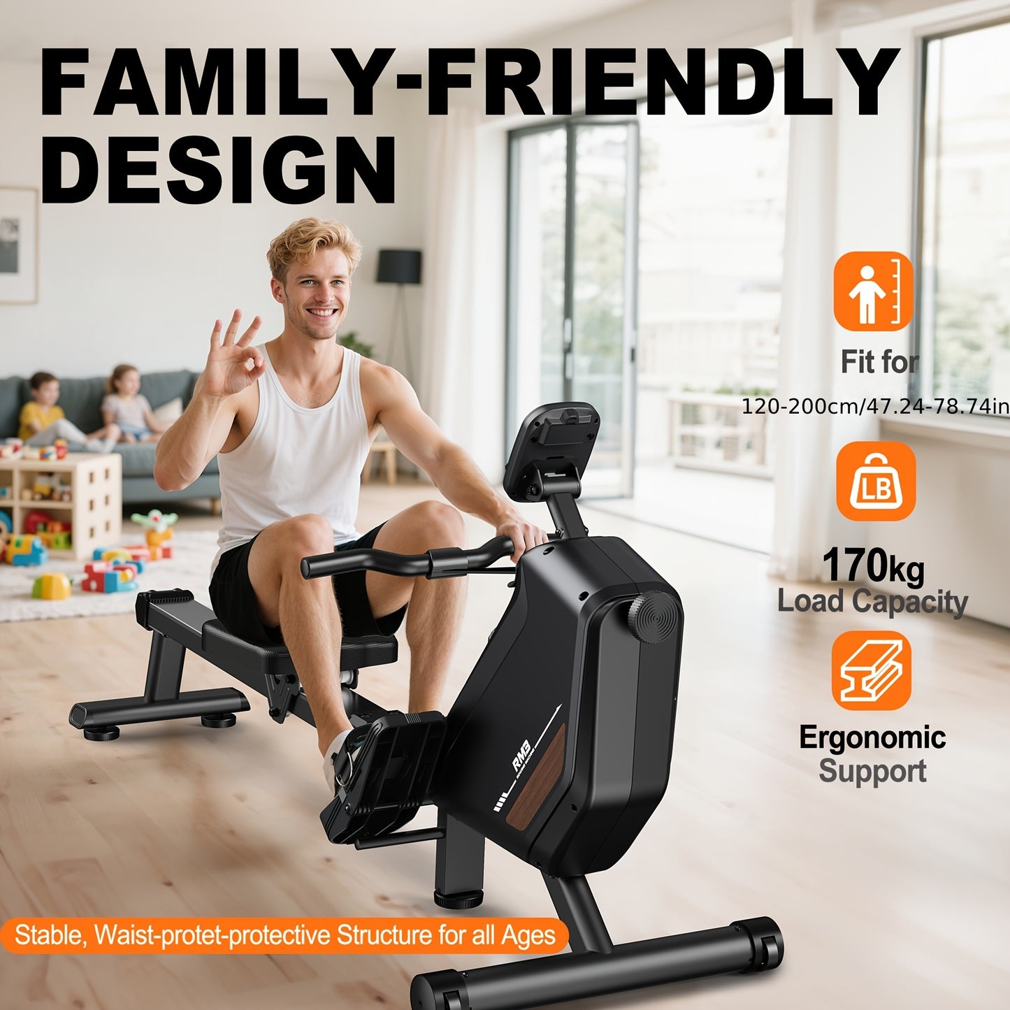 Roeitrainer – Roeimachine – Roeiapparaat – Roeitrainer Fitness – Rowing Machine – Magnetische Weerstand 16 Niveaus – Maximale Belastbaarheid 160 kg – Roestvrij Staal – Inklapbaar