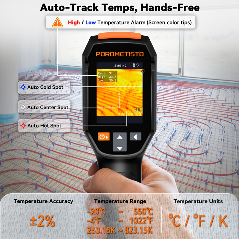 TI01 Infrared Thermal Imager -20-550 Thermal Imaging  Infrared 240x240 Image Resolution Laser Thermographic for Repairing, Home Renovation, Oven Diagnostics, Portable Design, Handheld Device, Durable Construction, Professiona