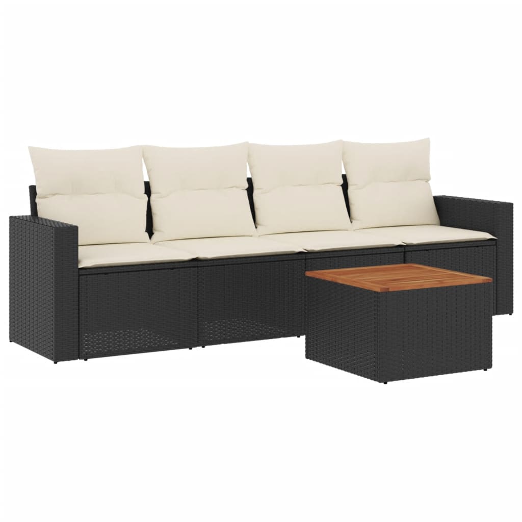 Loungeset – Loungesets – Tuinset – Loungebank – Tuinmeubelen – PE-Rattan – Incl. Kussens Met Afneembare Hoezen – Houten Tafel