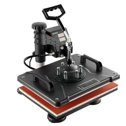 Warmtepers – Transferpers – Textielpers – T-shirt Pers – 8-in-1 Multi Heat Press – 1250W Vermogen – 38x30 cm Verwarmingsoppervlak – Digitale LCD Bediening – 360° Draaibare Arm – Zwart