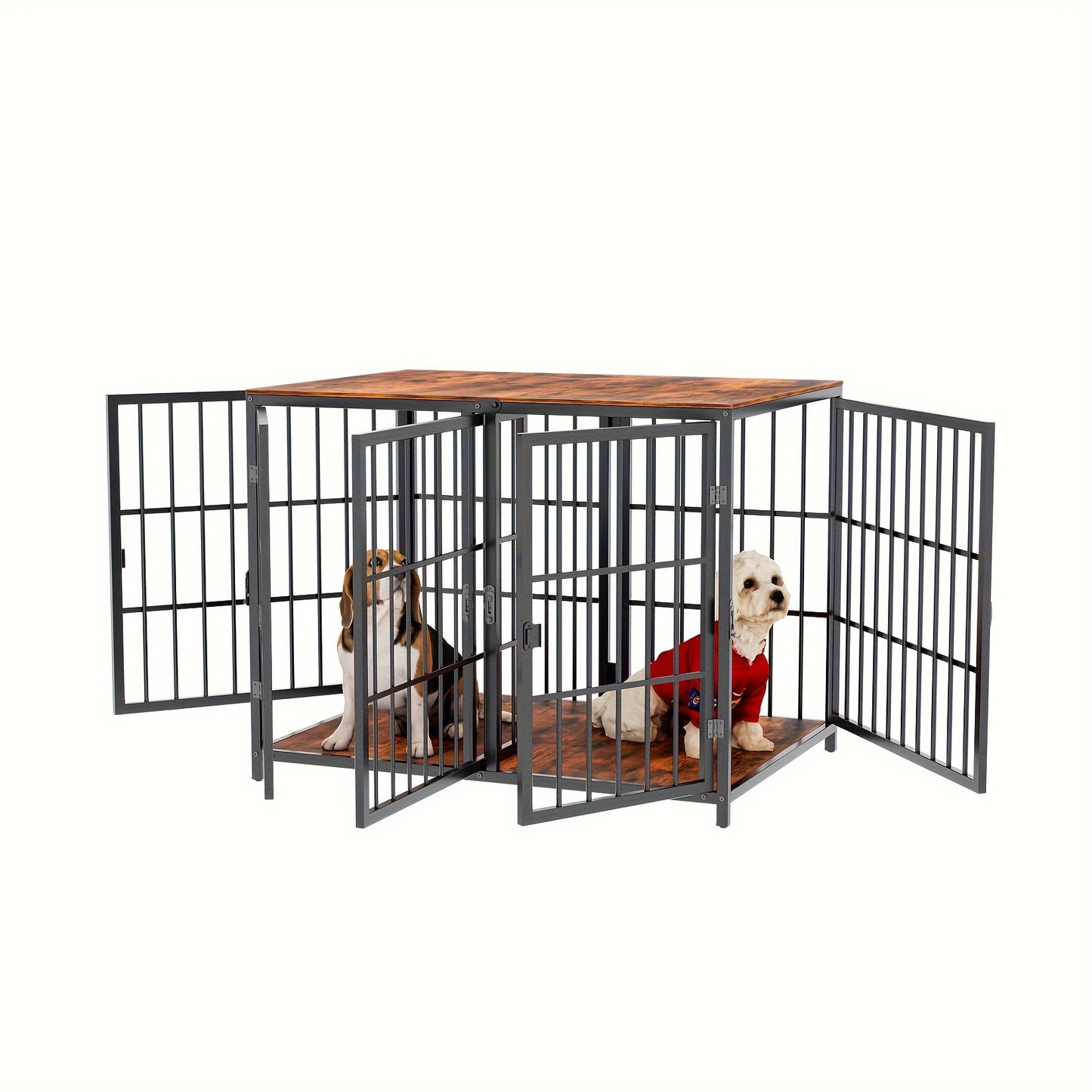 Hondenbench – Hondenkooi – Hondenhok – Dierenbench – Meubelbench – Meubelstijl – Metalen Frame – MDF Hout – 4 Deuren Met Slot – Geschikt Voor Kleine Tot Middelgrote Honden