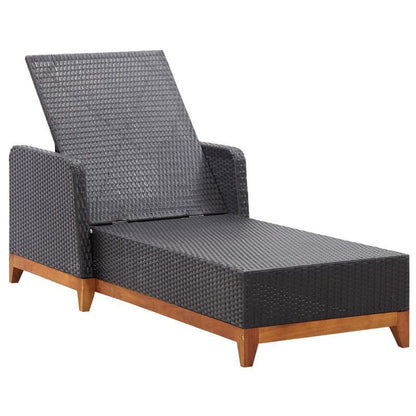 Loungestoel Buiten – Tuinstoel – Patio Stoel – Relaxstoel – Ligstoel – Zwart – Ergonomisch Ontwerp – Acacia Houten Poten