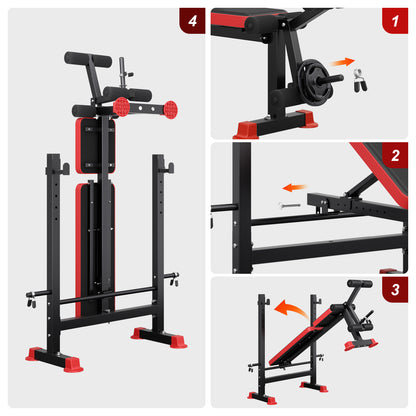 Adjustable Weight Bench Press - Heavy-Duty Home Gym Bench with Weight System Compatible for weightlifting, Weight Training | Durable Metal Frame, 3-Level Elbow Pads | / Strength Training Equipment (Commercial & Home Use) -